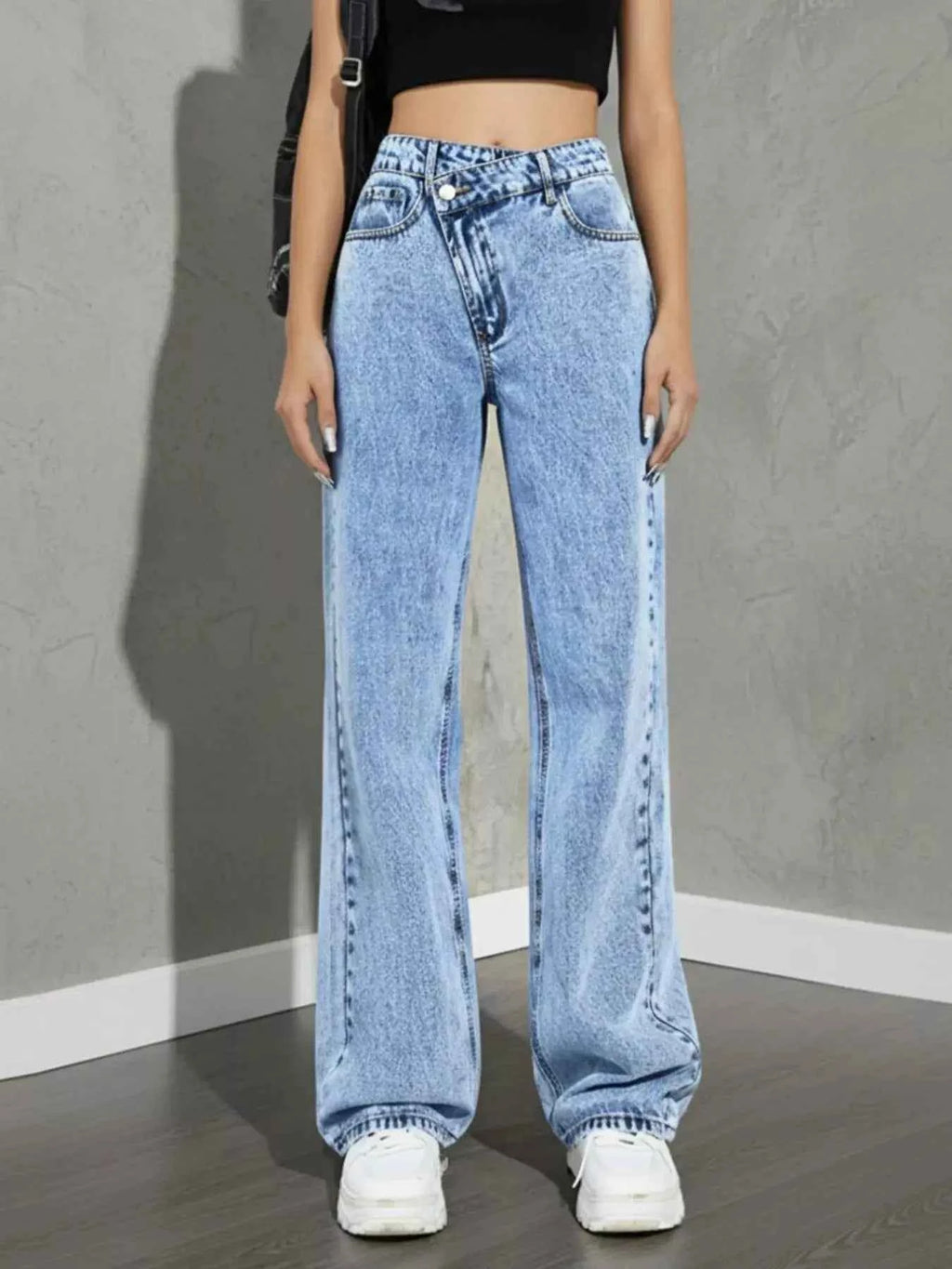 High Waist Wide Leg Denim Jeans