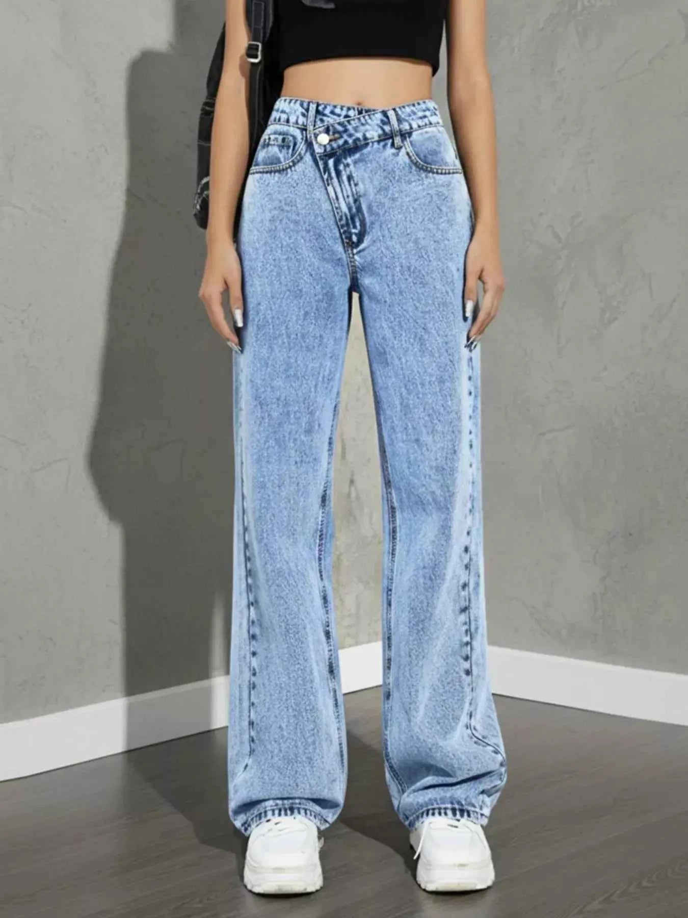 High Waist Wide Leg Denim Jeans