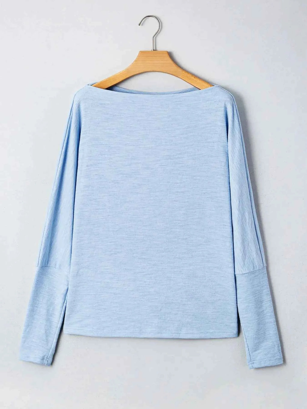Solid Color Batwing Long Sleeve Top