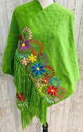 Embroidered Handmade Mexican Shawl Reboso Bordado Mexicano by Chica Mexico