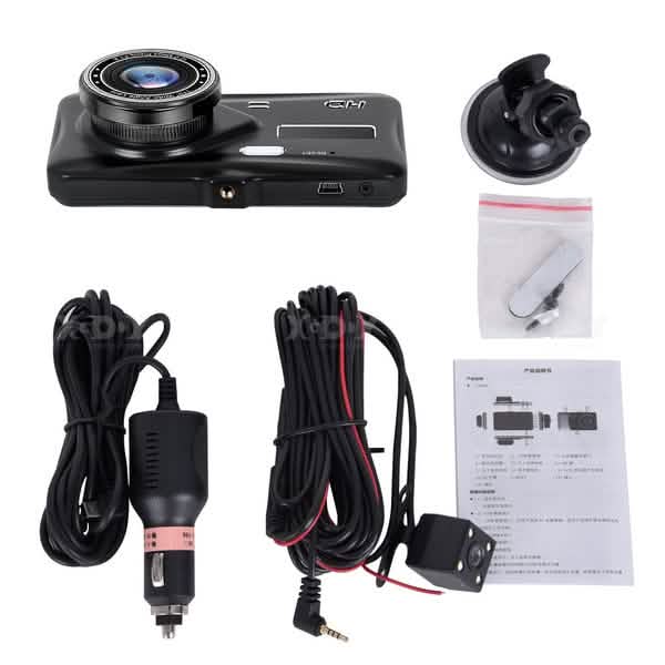 A6T 4-Inch 170° Wide Angle Full HD 1080P Car DVR Dual Lens Dash Cam Rear View Camera Video Recorder with Touch Screen by DailySale
