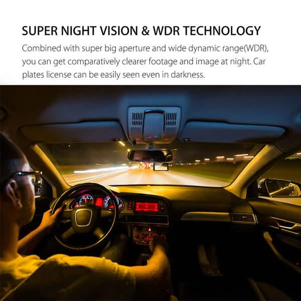 A6T 4-Inch 170° Wide Angle Full HD 1080P Car DVR Dual Lens Dash Cam Rear View Camera Video Recorder with Touch Screen by DailySale