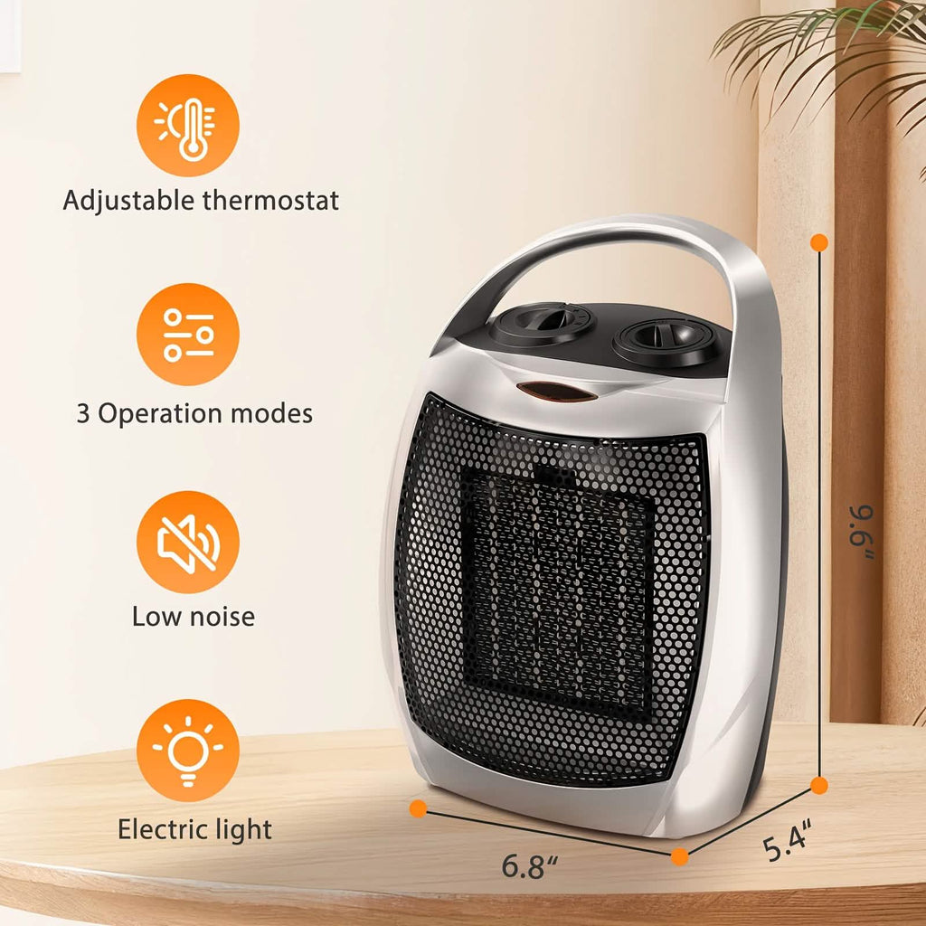 1500W Portable Ceramic Space Heater with Thermostat & Safety Protection with Carry Handle by DailySale