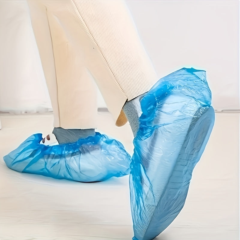 100-Pack: Disposable Plastic Shoe Covers – Waterproof & Slip-Resistant by DailySale