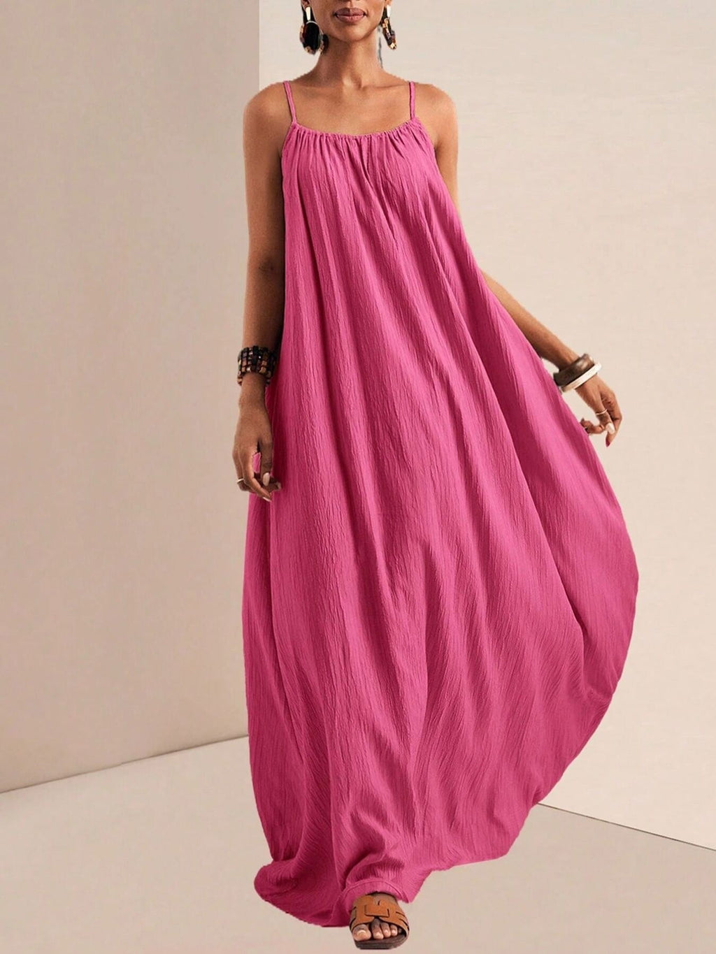 Spaghetti Strap Flowy Maxi Dress by Shopiebay