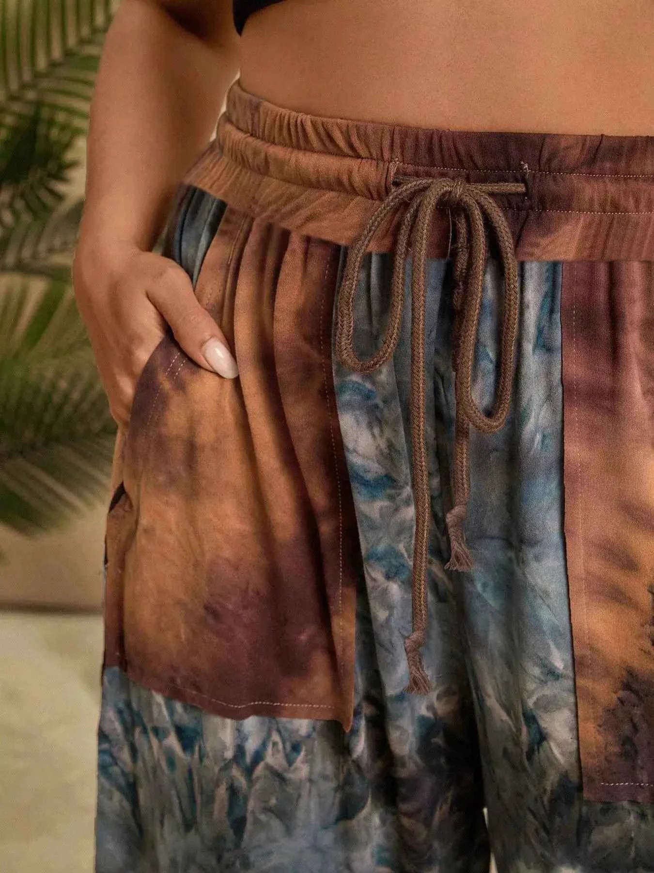 Full Size Tie-Dye Wide Leg Casual Pants