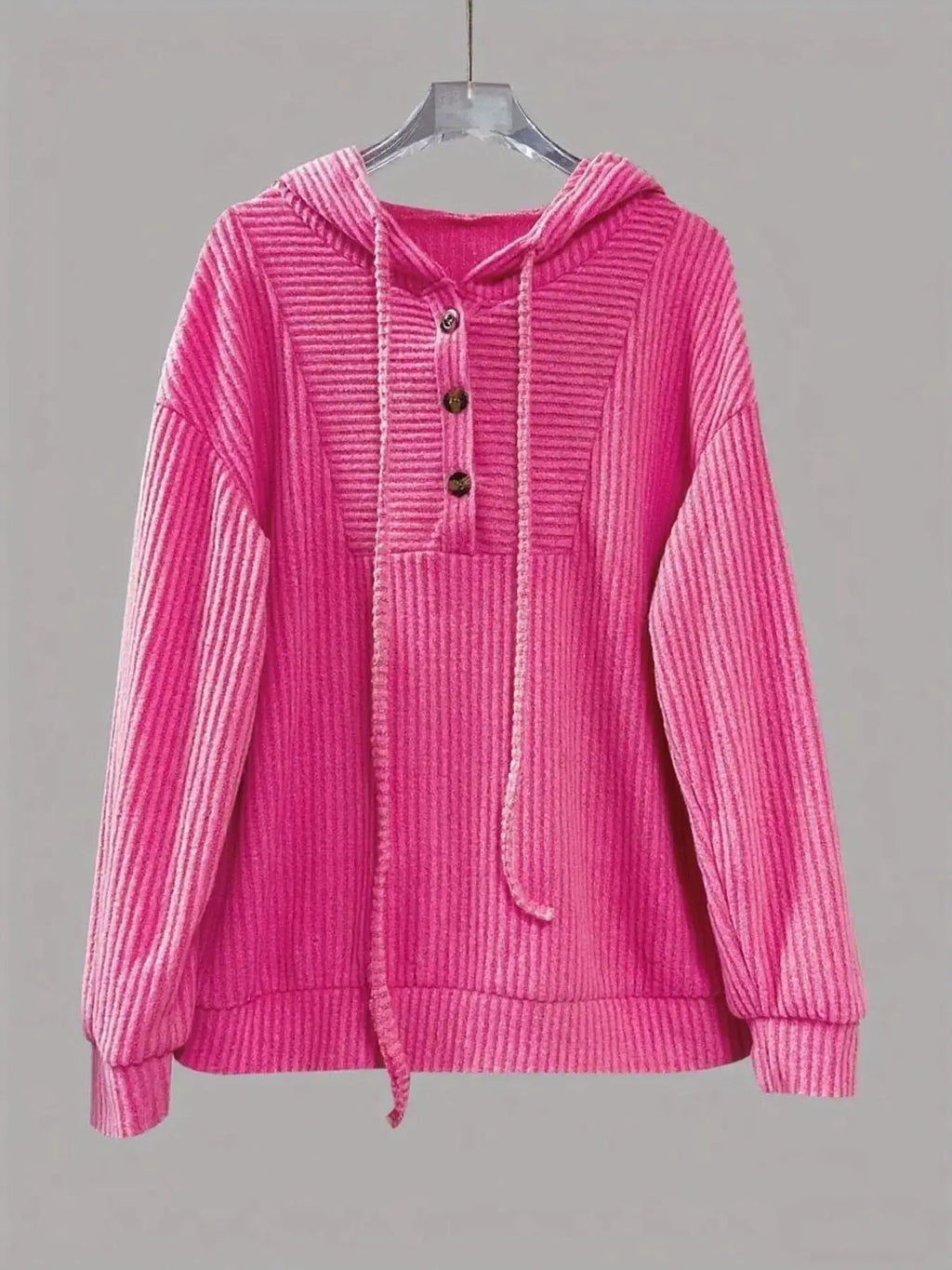 Button Front Drawstring Hoodie