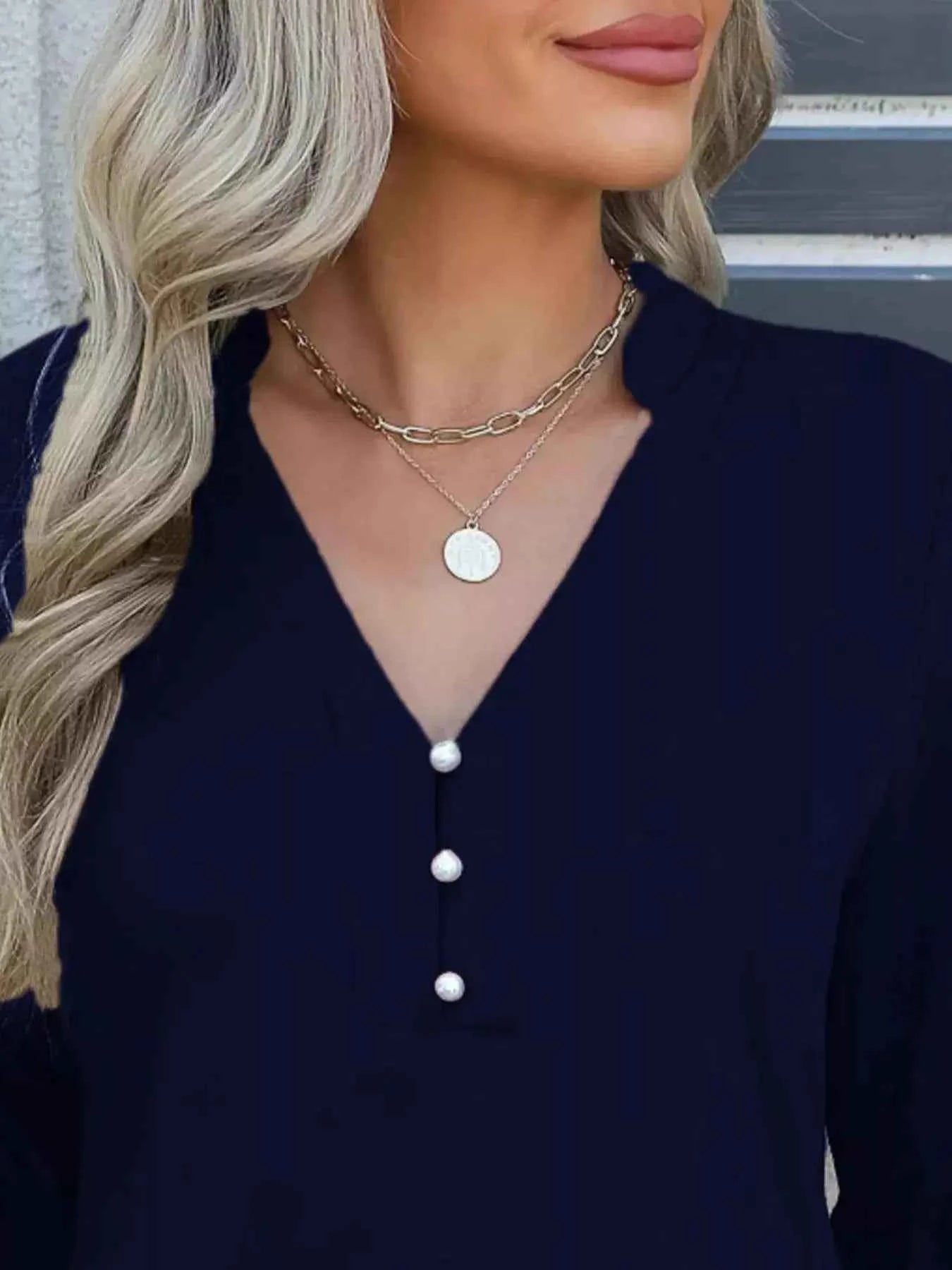 Full Size Notched Flounce Sleeve Blouse