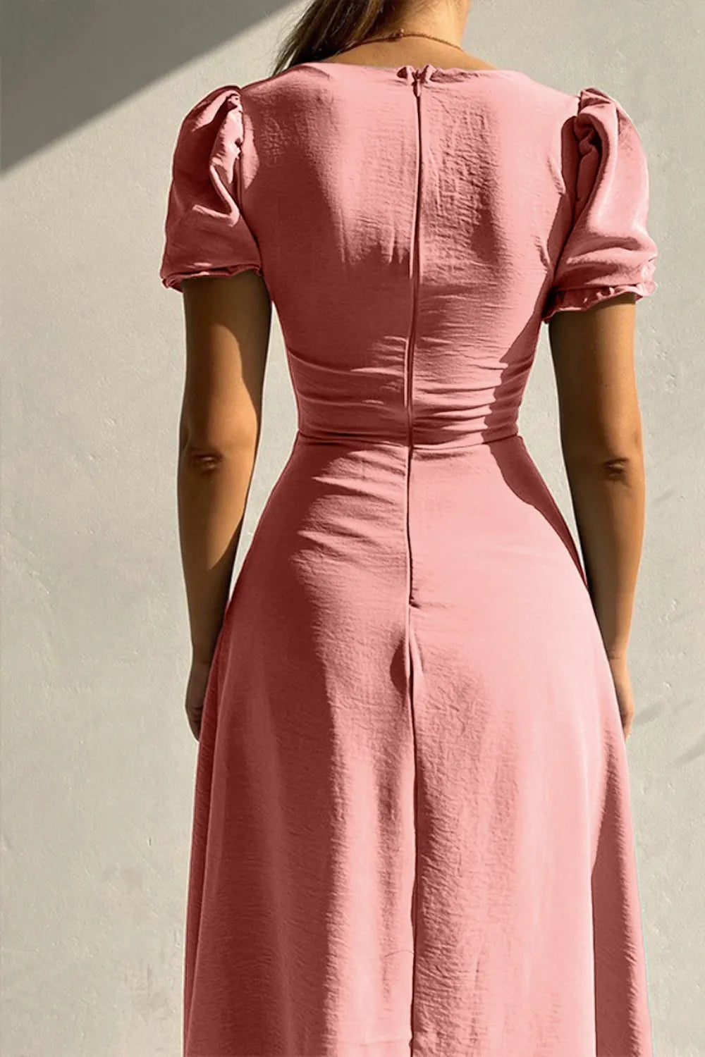 Sweetheart Neck Short Sleeve Dress by Shopiebay