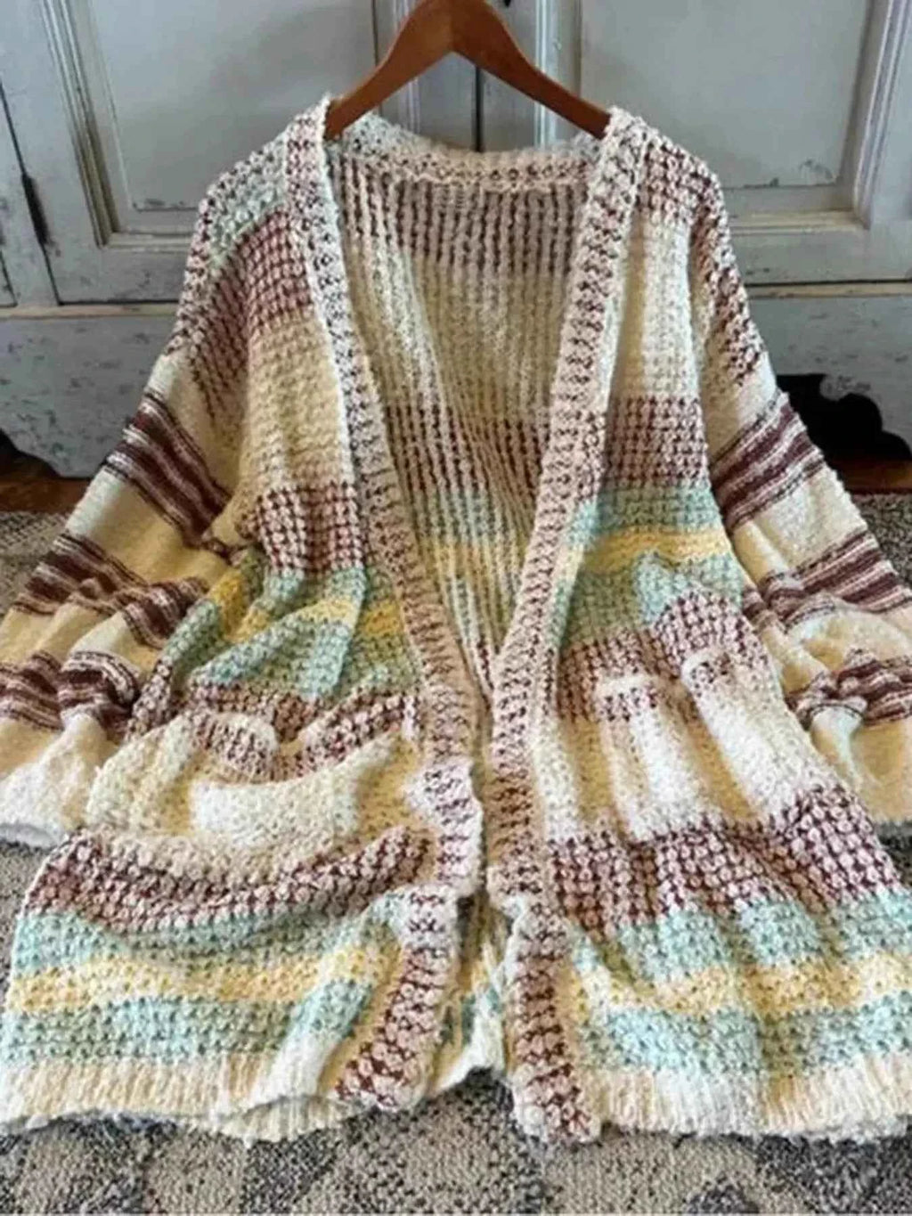 Striped Open Front Longline Cardigan by Be Bliss Boutique
