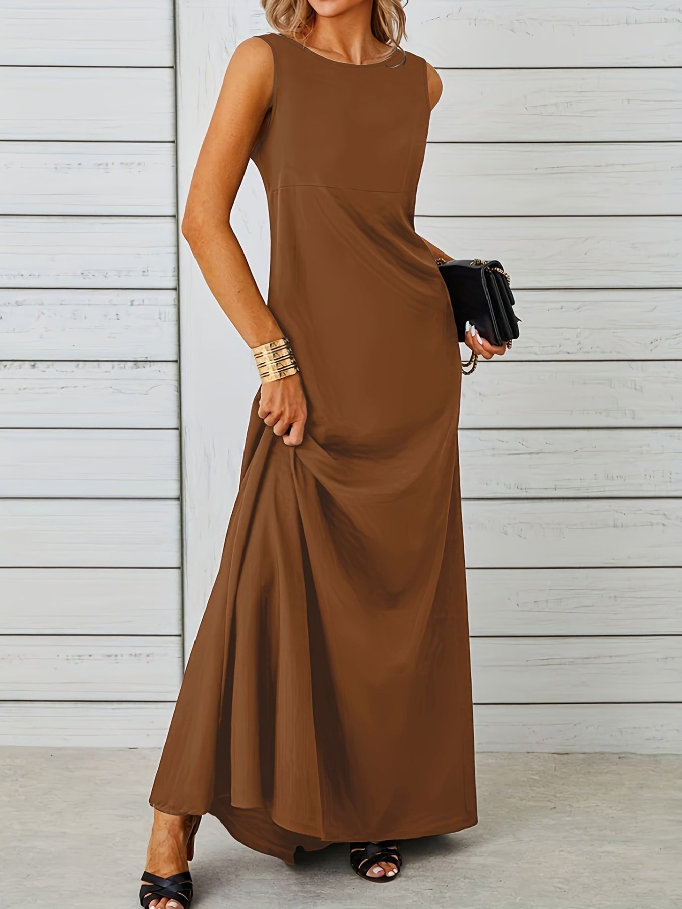 Sleeveless Flowy Maxi Dress by Shopiebay