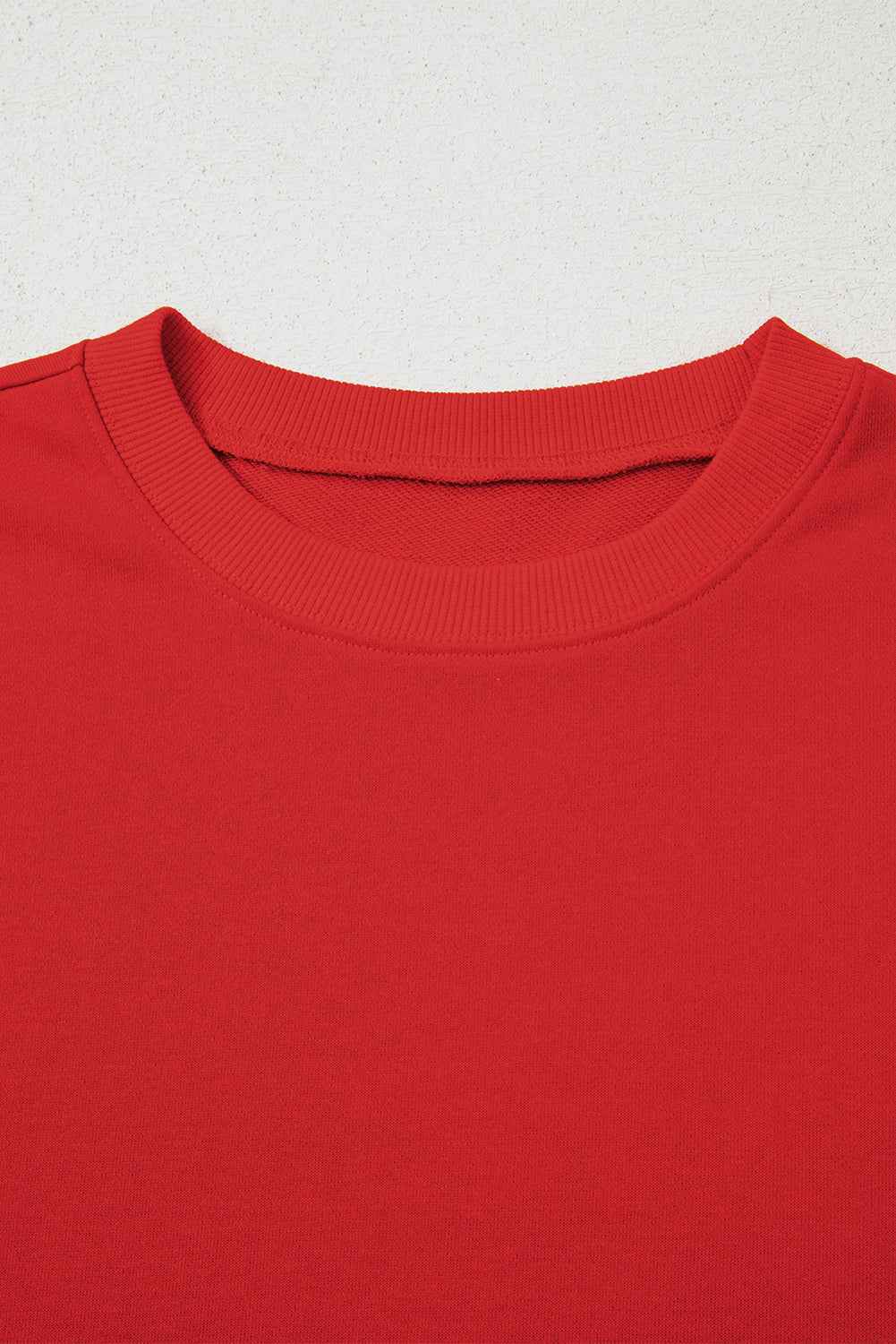 Fiery Red Preppy Striped Sleeve Loose Sweatshirt