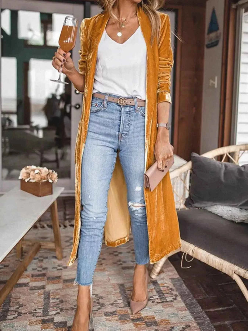 Velvet Luxe Open Front Longline Cardigan by Be Bliss Boutique