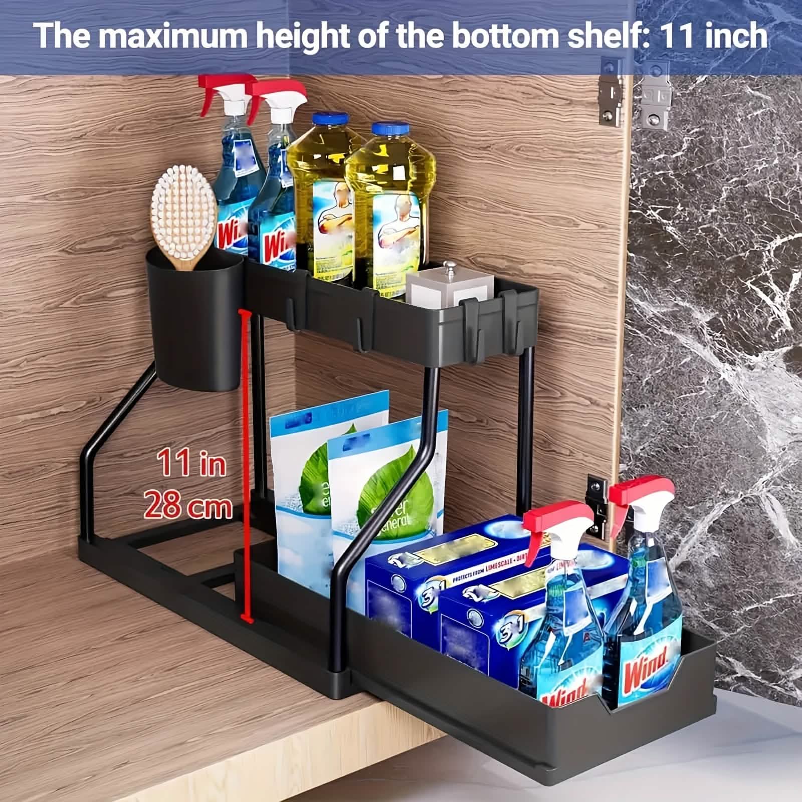 2-Piece Under Sink Organizer with Sliding Shelves – Multi-Purpose Storage Rack by DailySale