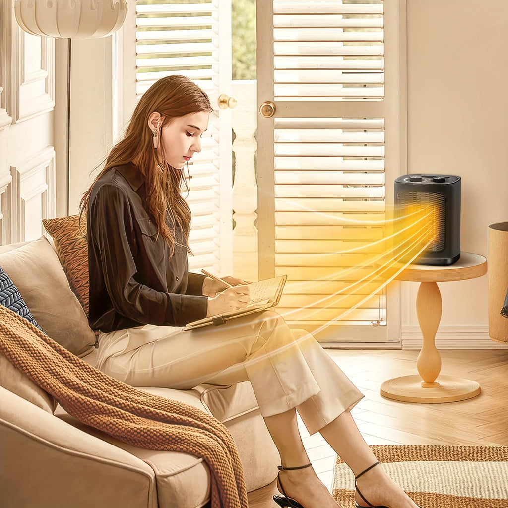 1500W Portable Ceramic Space Heater with Thermostat & Safety Protection with Carry Handle by DailySale