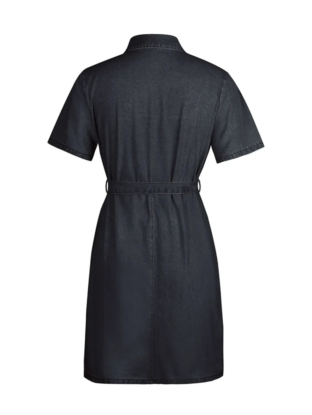 Full Size Zip Front Short Sleeve Denim Dress Plus Size by Selvanelle