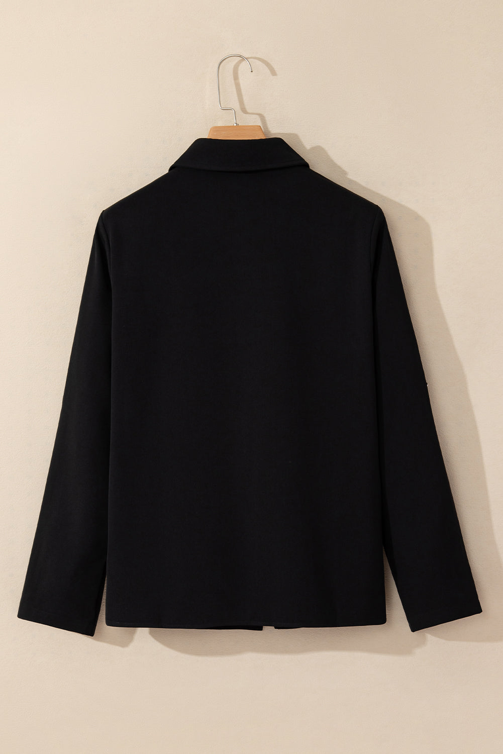Dusk Blue Collar Tab Sleeve Zip Up Flap Detail Jacket