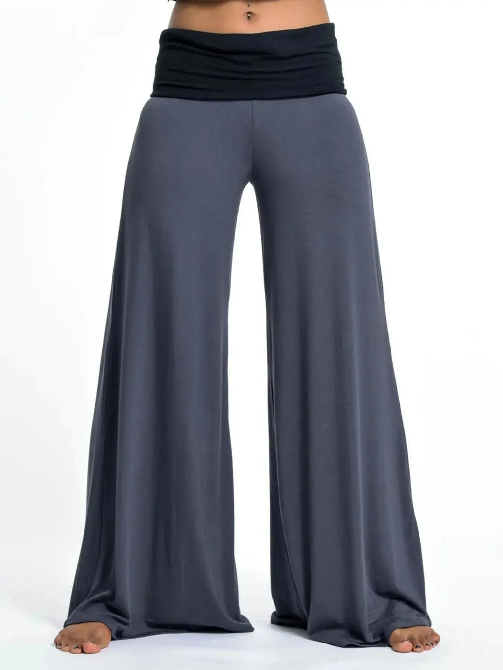 High Waisted Wide Leg Yoga Pants with Contrast Waistband