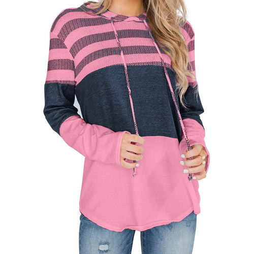 Actloe Women Long Sleeve Striped Color Block Casual Hoodies by DailySale