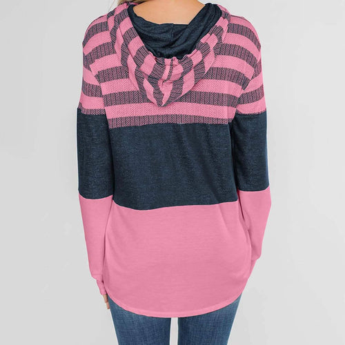 Actloe Women Long Sleeve Striped Color Block Casual Hoodies by DailySale