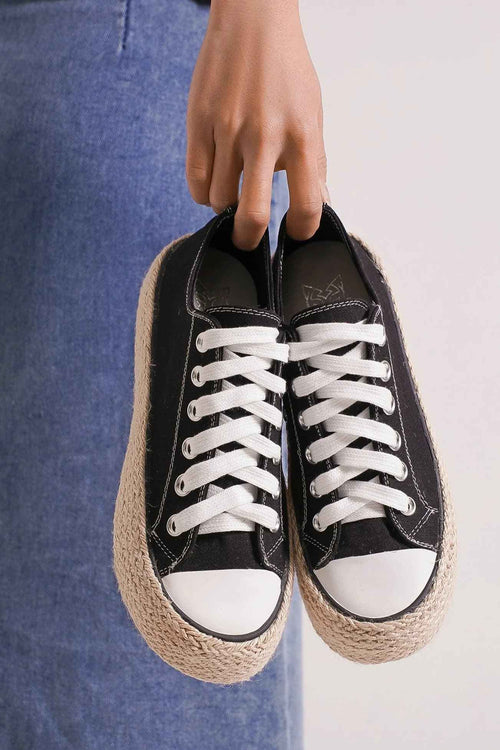 Beast Fashion Lace Up Woven Espadrille Sole Sneakers by Wild and Free Boutique