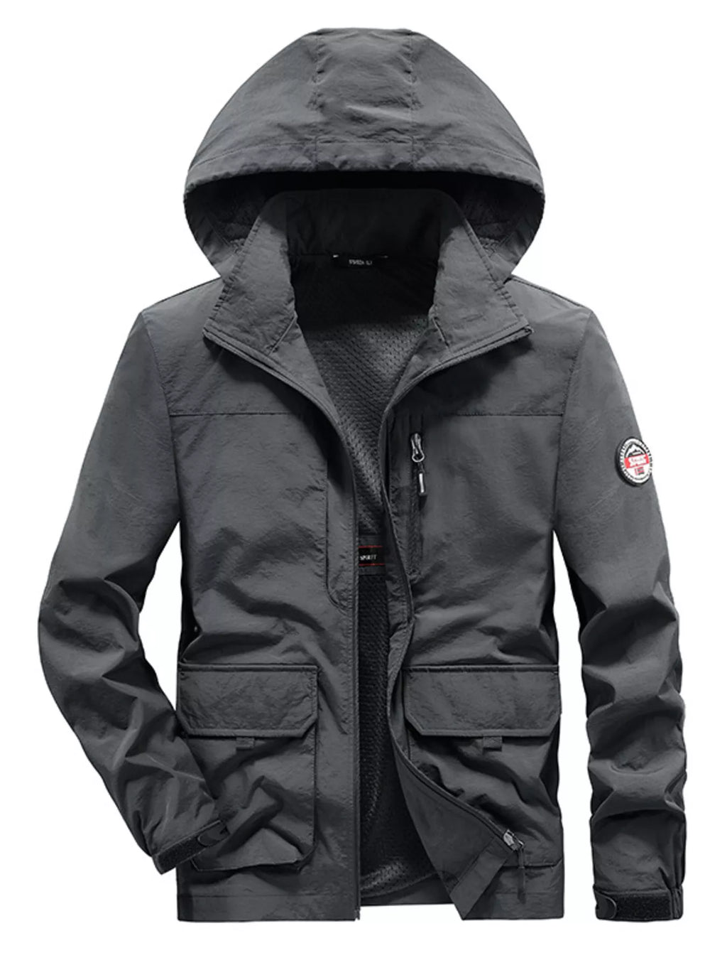 Men's Plus Size Lightweight Hooded Windproof Outdoor Jacket