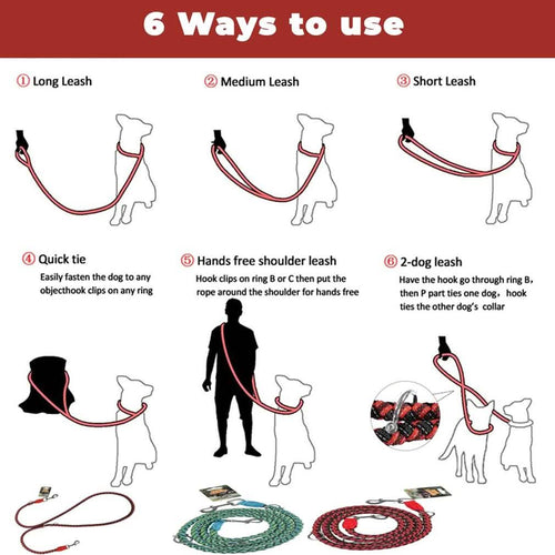 Adjustable and Stretchable Reflective Double Dog Leash by DailySale