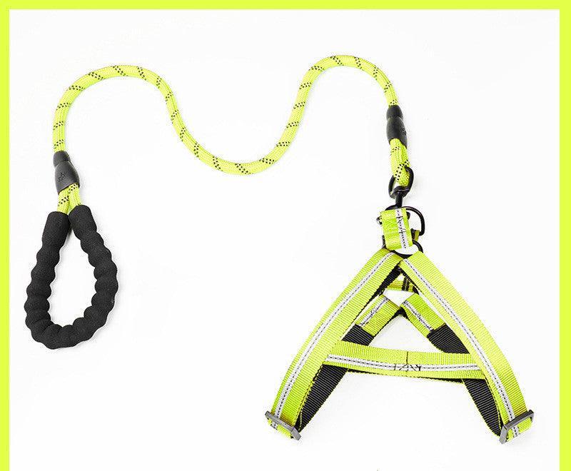 Adjustable Pet Leash And Chest Strap Set With Reflective And Strengthened Design - Goddess Imports Marketplace