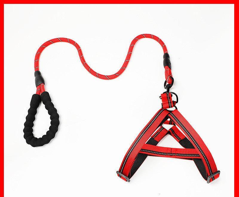 Adjustable Pet Leash And Chest Strap Set With Reflective And Strengthened Design - Goddess Imports Marketplace