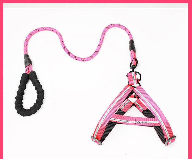 Adjustable Pet Leash And Chest Strap Set With Reflective And Strengthened Design - Goddess Imports Marketplace