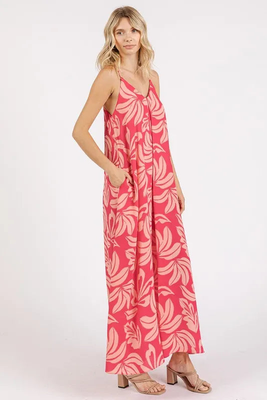 Mittoshop Printed V-Neck Maxi Cami Dress with Pockets by Selvanelle
