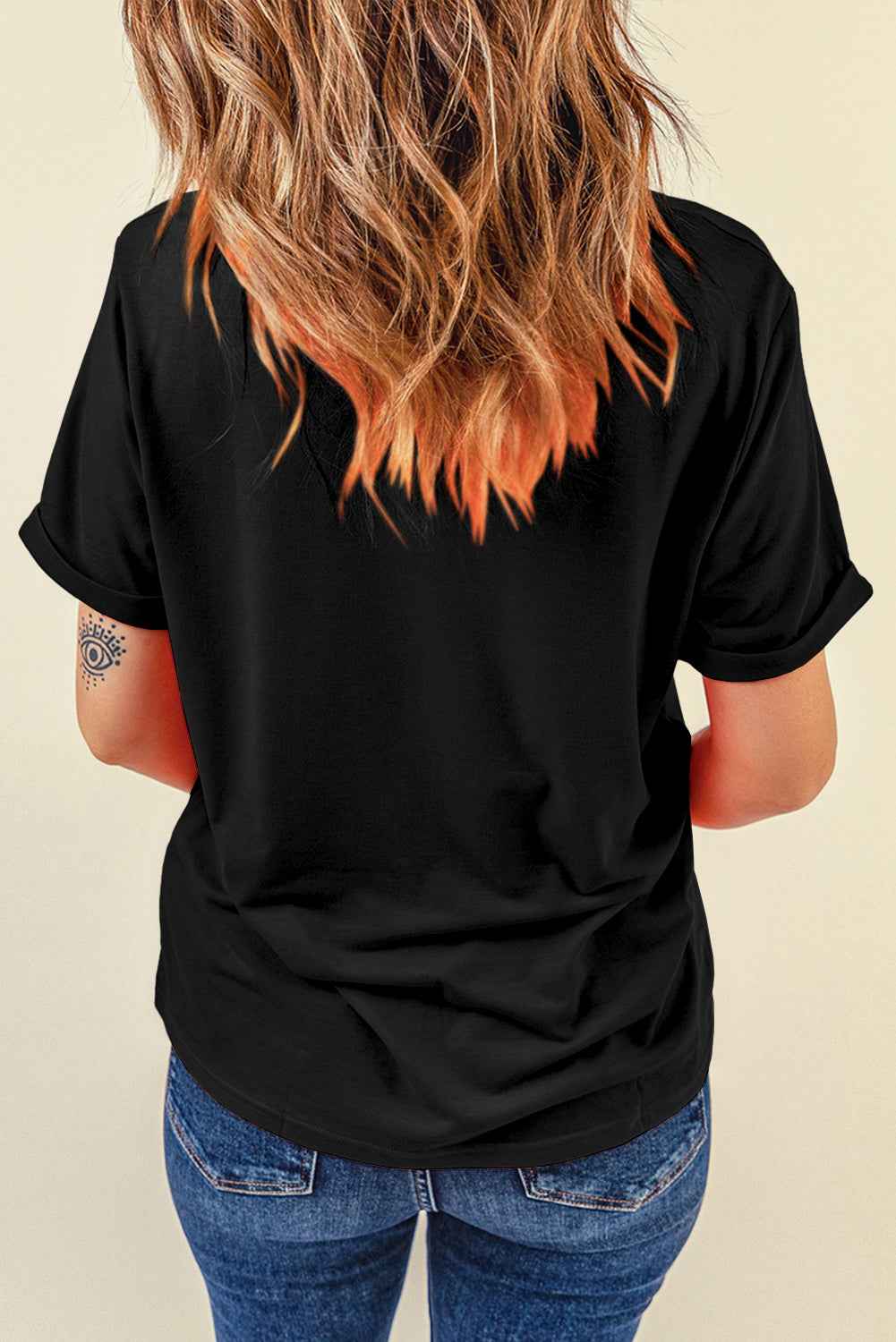Black Patriotic Sequin Balloon Puppy Graphic Crewneck Tee