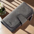 Vintage Faux Leather Long Wallet – Trifold Credit Card Holder with Snap & Zipper by DailySale