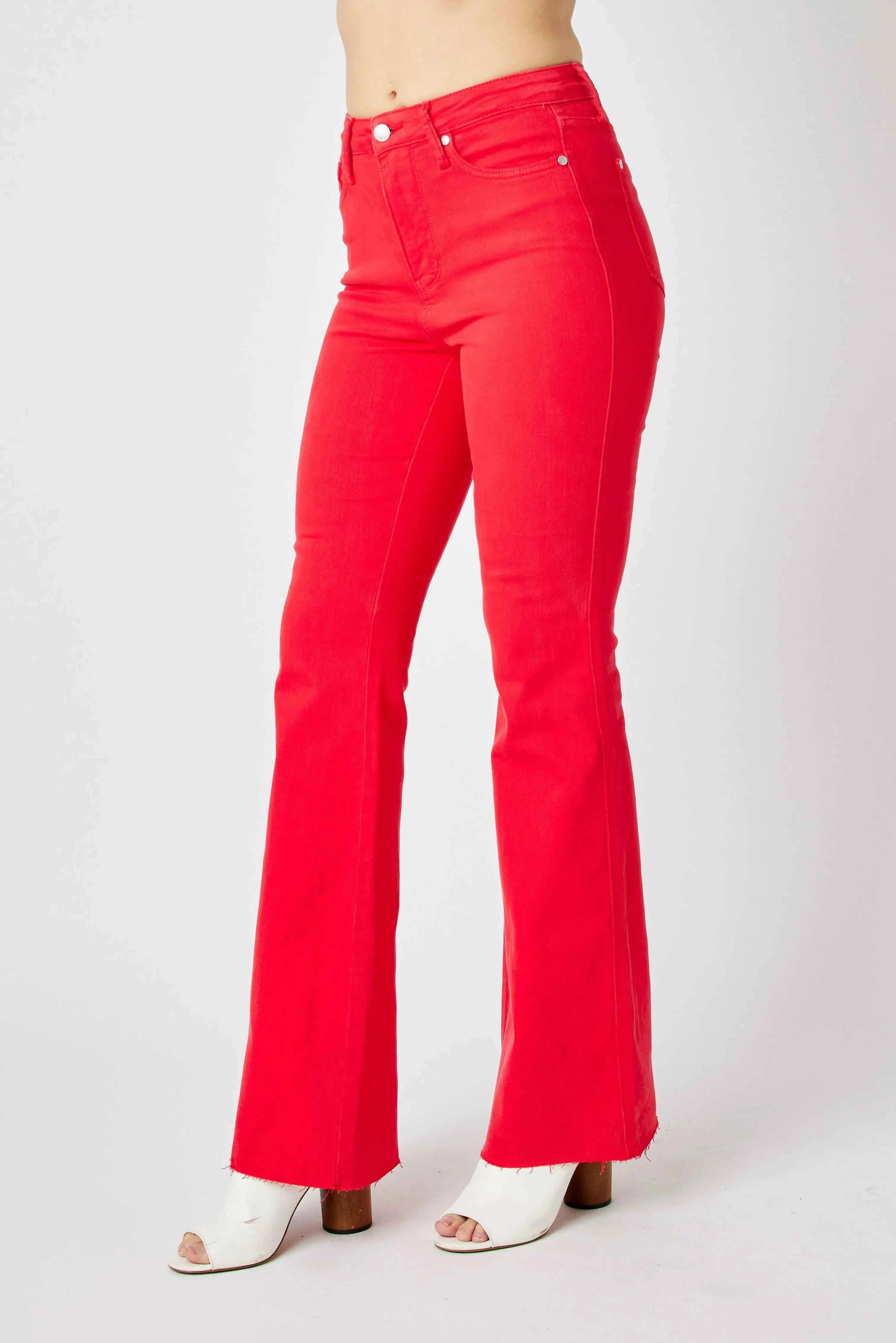 Judy Blue Full Size Hw Tummy Control Garment Dyed Flare Jeans Plus Size