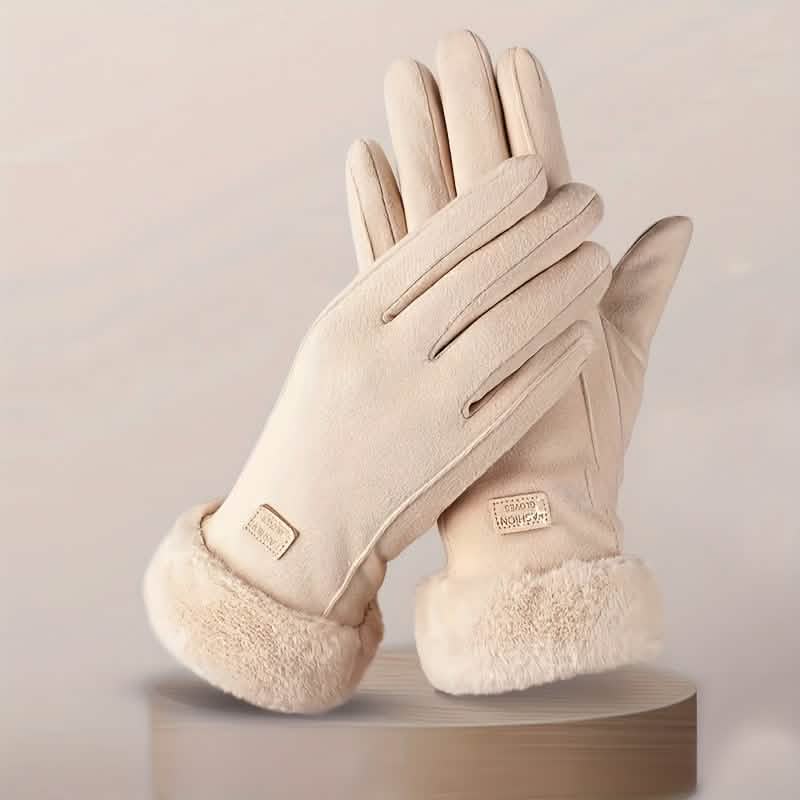 Cashmere Warm Suede Leather Plush Touch Screen Gloves by DailySale