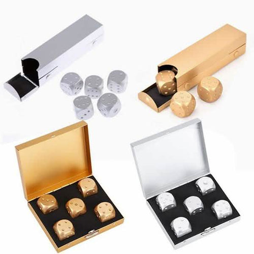 Aluminum Alloy Table Game Poker Games Dices Set with Storage Box by DailySale