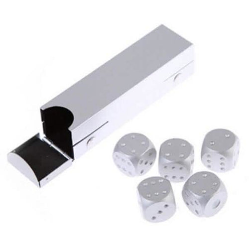 Aluminum Alloy Table Game Poker Games Dices Set with Storage Box by DailySale