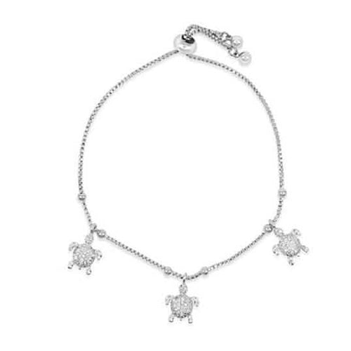 Amazing Luxurious Classic White Micro Pava Turtle Charm Bracelet Silver Filled High Polish Finsh by DailySale