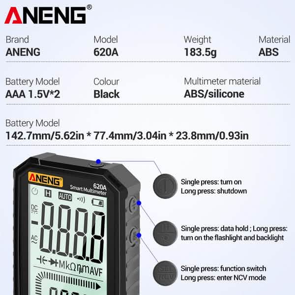ANENG 4.7-Inch LCD Display 6000 Count AC/DC Digital Multimeter by DailySale