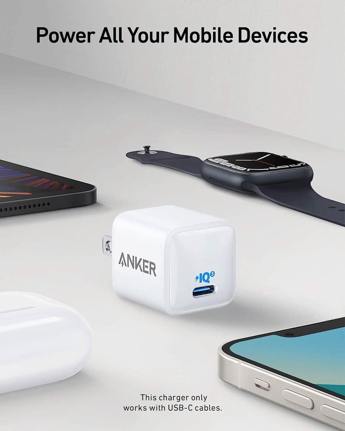 Anker Nano 511 Compact USB-C 18W Fast Charger for iPhone iPad (Refurbished) by DailySale