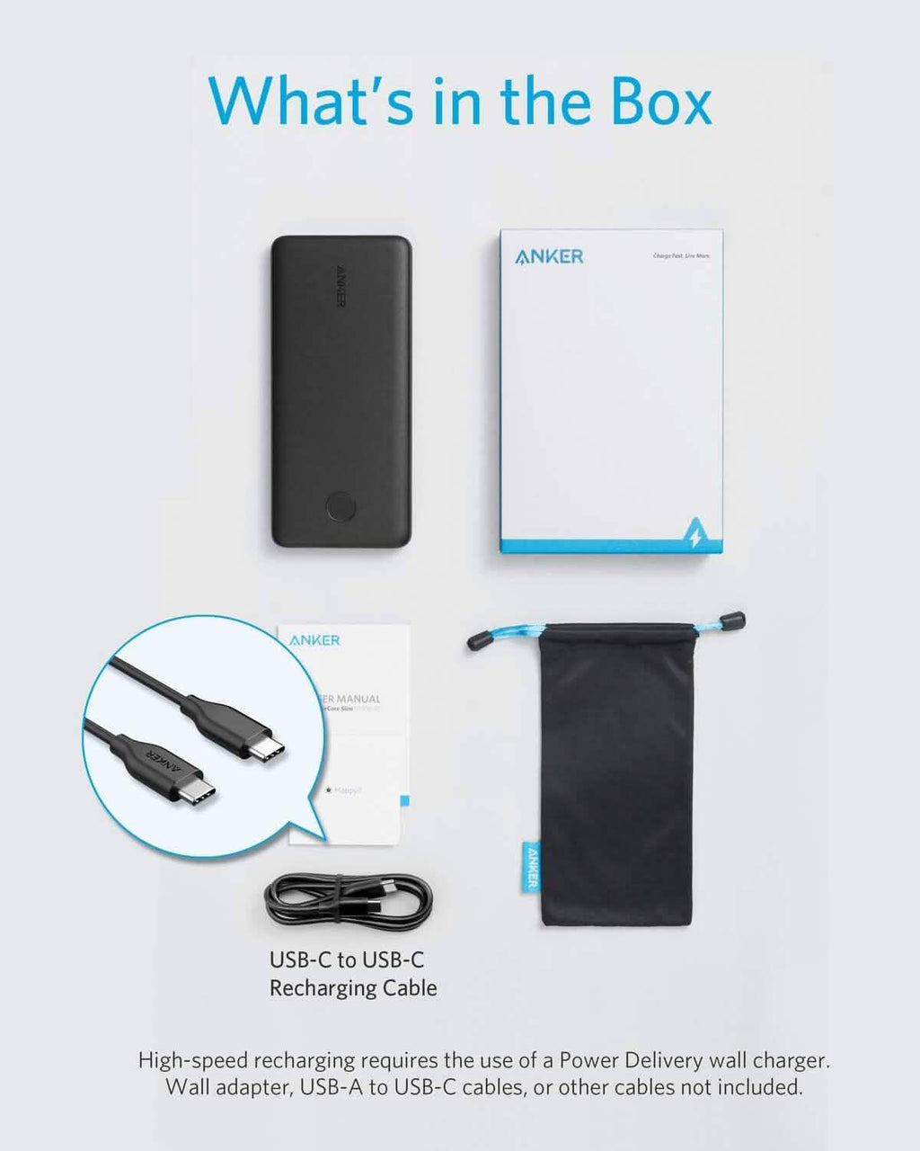 Anker USB-C Portable Charger, 18W PowerCore Slim 10000 PD, 10000mAh Power Delivery Power Bank (Refurbished) by DailySale