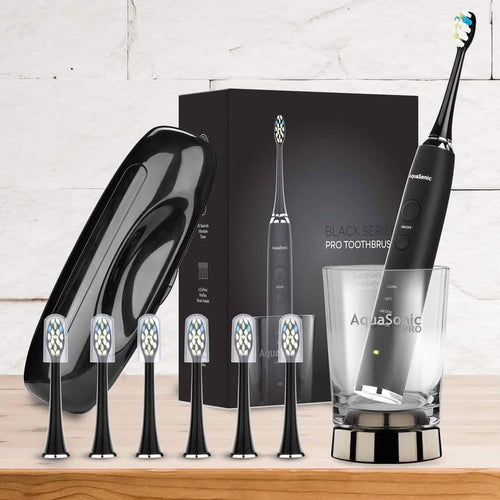 AquaSonic Black Series Pro Ultra Whitening 40,000 VPM Rechargeable Electric Toothbrush by DailySale