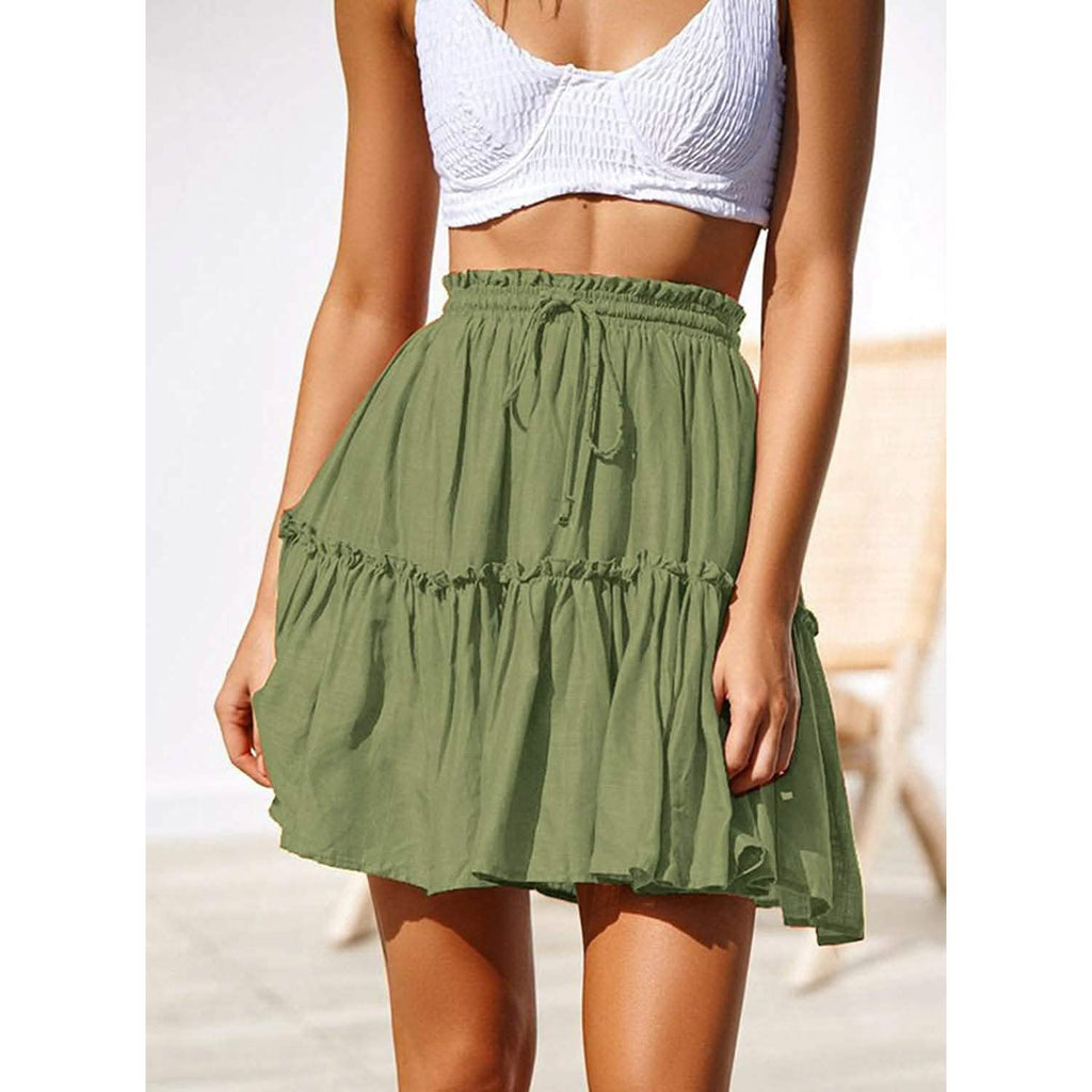 Arjungo Women's Ruffled Boho A Line Skater Mini Skirt by DailySale