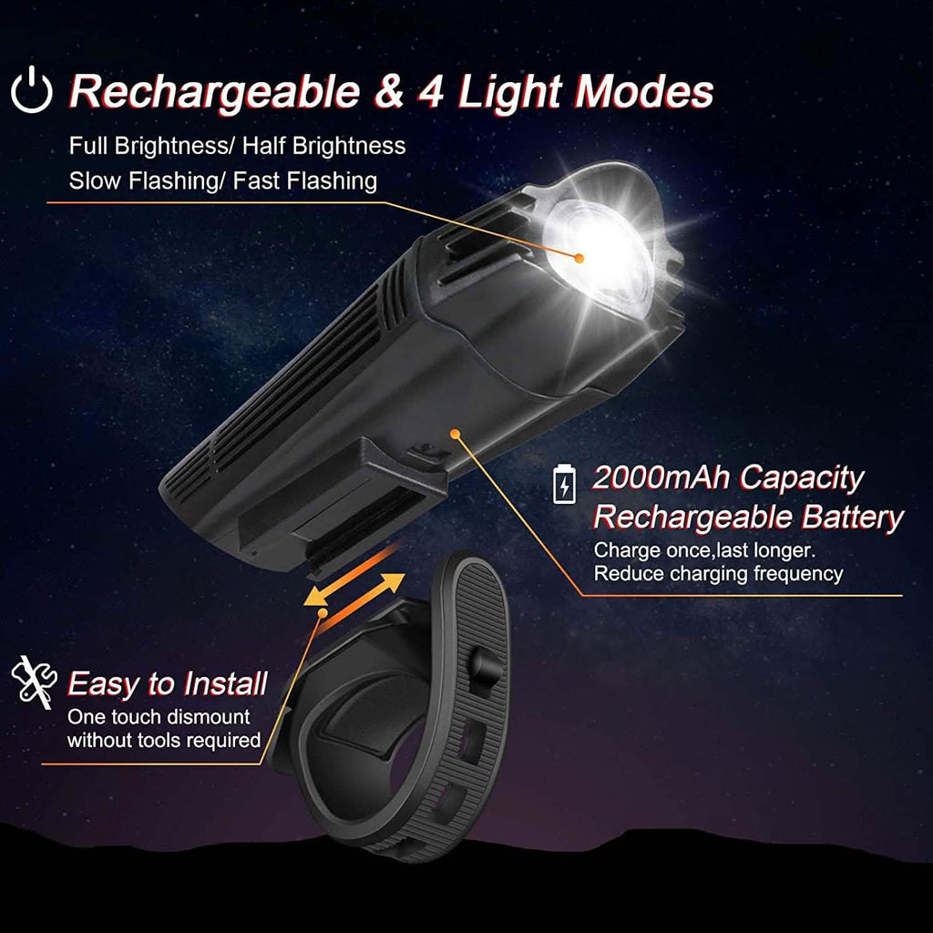 Ascher Ultra Bright USB Rechargeable Bike Light Set by DailySale