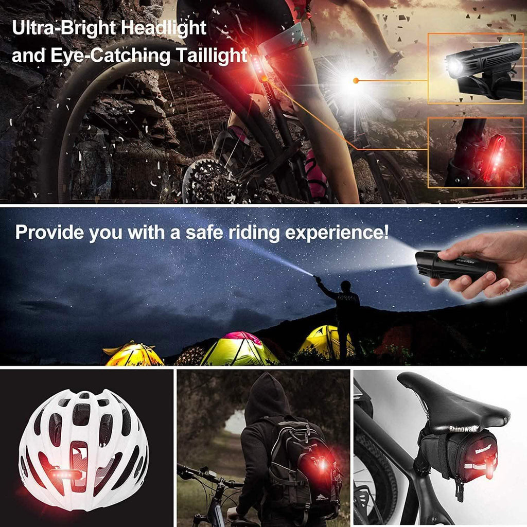Ascher Ultra Bright USB Rechargeable Bike Light Set by DailySale