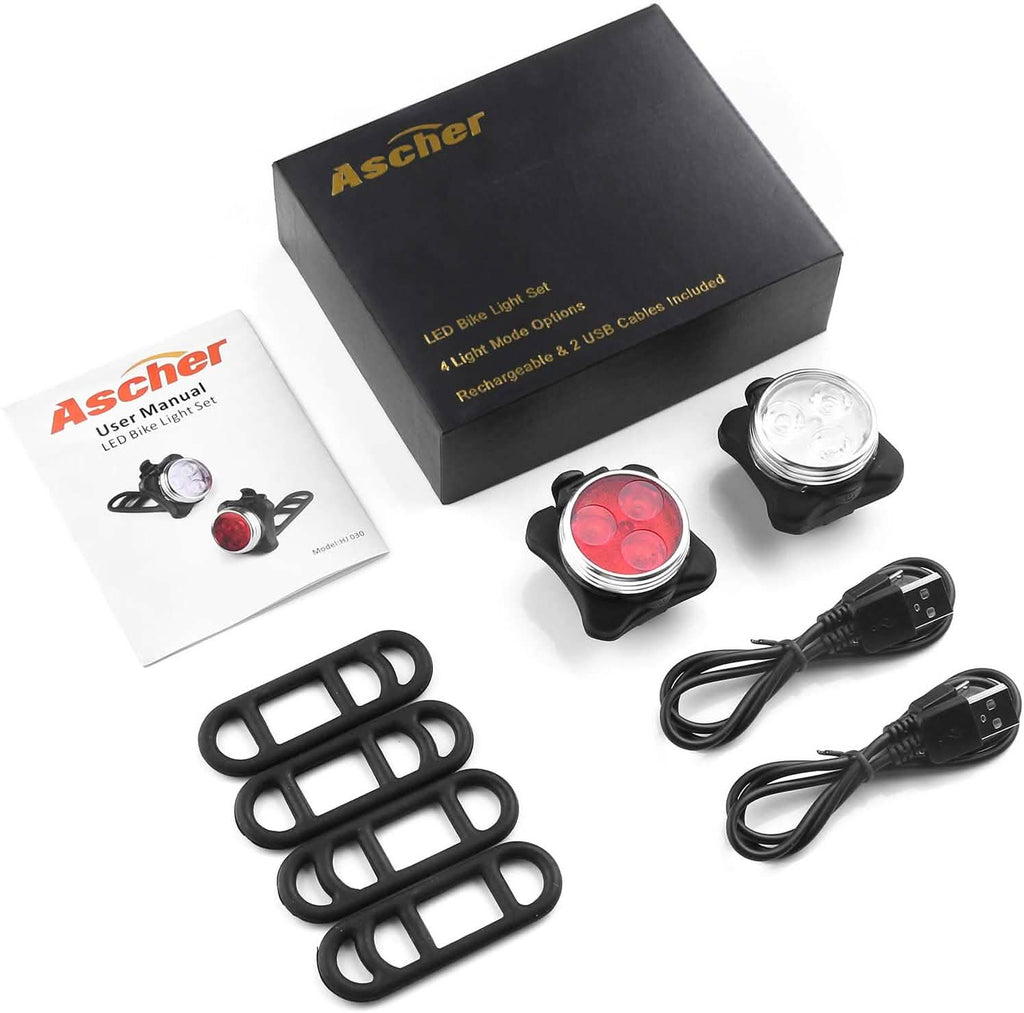 Ascher USB Rechargeable Bike Light Set by DailySale