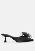 Asma Organza Bow Embellished Satin Mules - Goddess Imports Marketplace