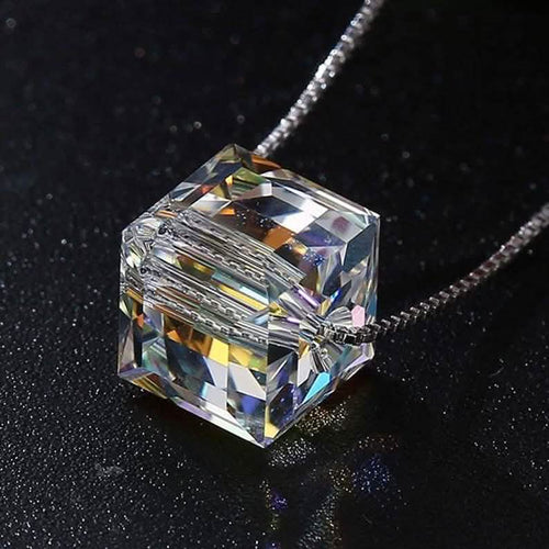Aurora Borealis Crystal Cube Necklace Made with Swarovski Crystal by DailySale