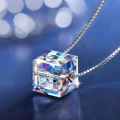 Aurora Borealis Crystal Cube Necklace Made with Swarovski Crystal by DailySale