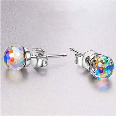 Aurora Borealis Swarovski Crystal Faceted Ball Stud Earrings by DailySale